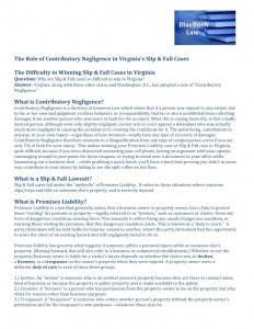 The Role of Contributory Negligence in Virginia’s Slip & Fall Cases-page1