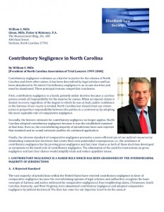William S. Mills Contributory Negligence In North Carolina Updated2-page1